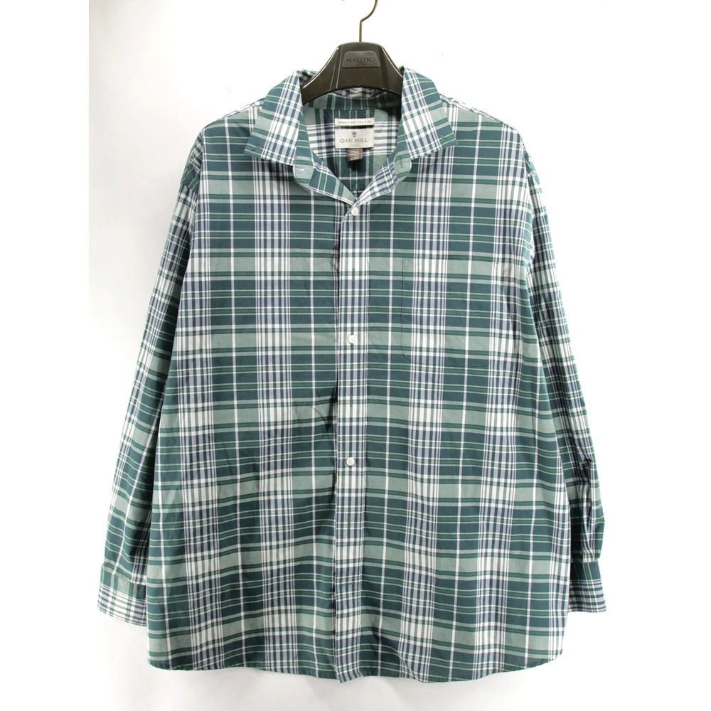 Oak Hill Fit by DXL Men 3XL Button Up Shirt Green Plaid Wrinkle Free Cool & Dry